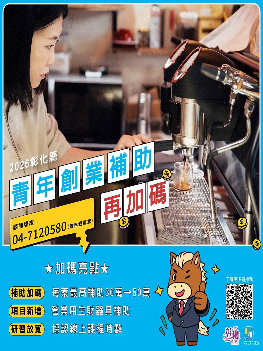 2026補助再加碼！彰化創業最挺你！